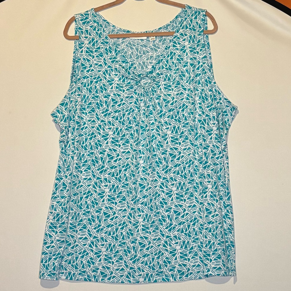 Susan Graver Printed Liquid Knit Sleeveless Top with Ring Detail